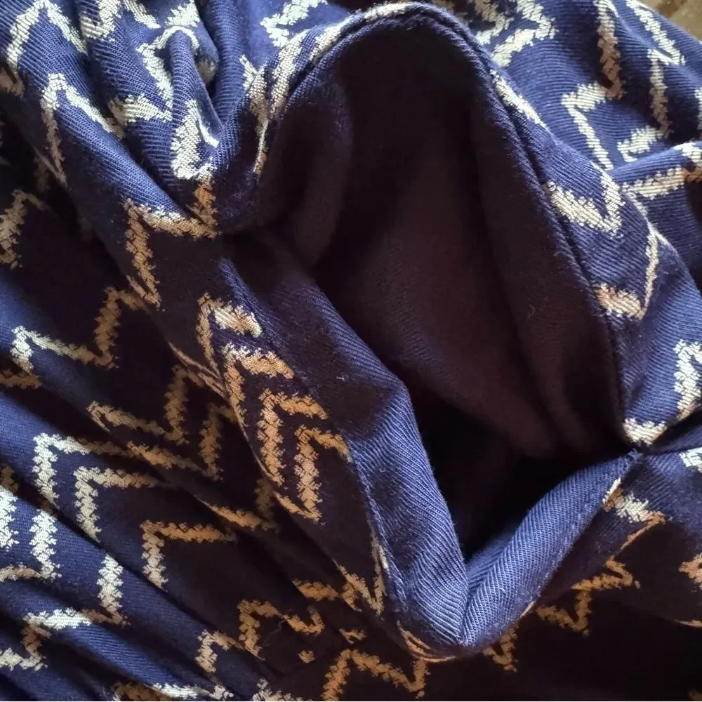 Holding Horses Anthropologie Chevron Dress Navy Boho Flowy Midi S